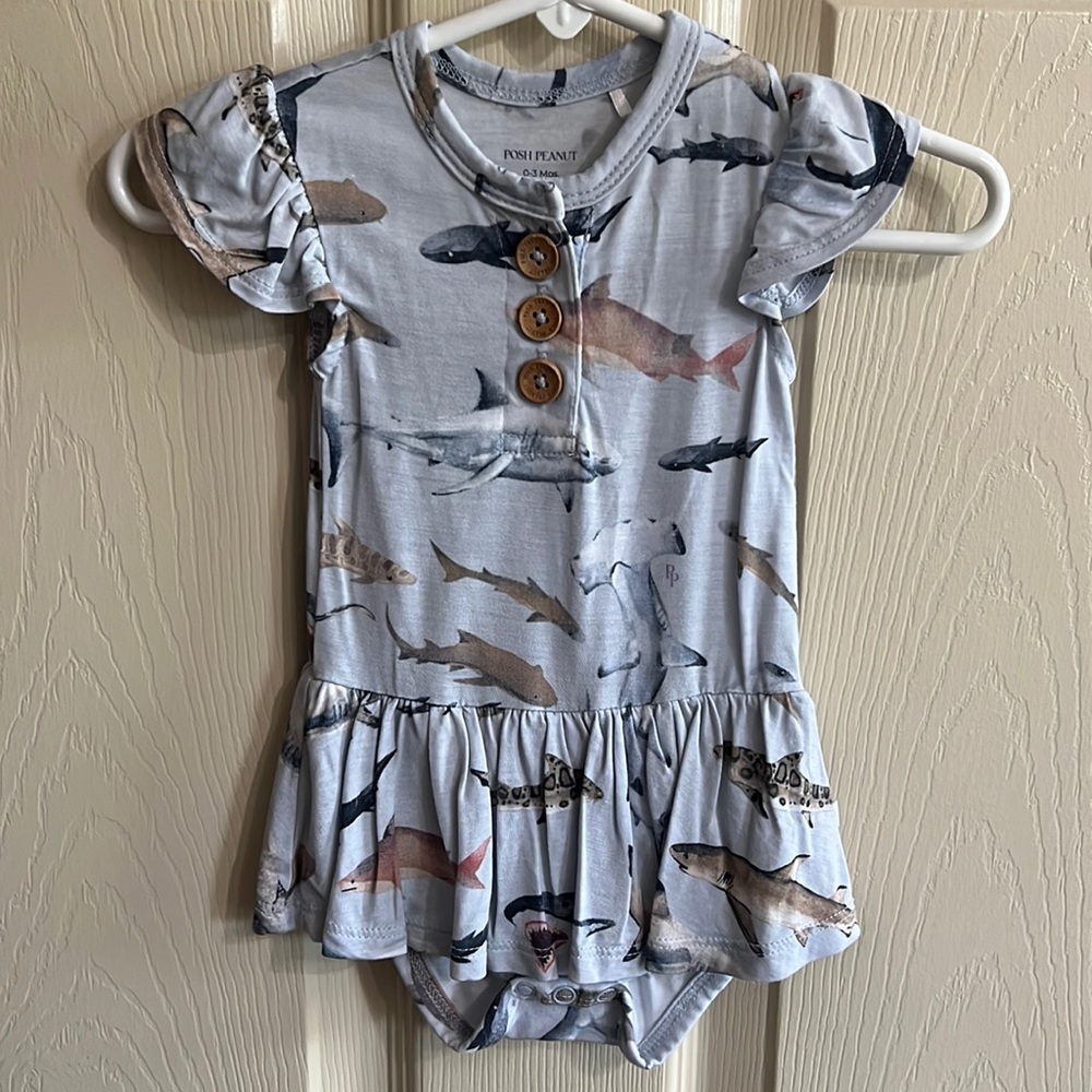 Posh Peanut Bamboo Ruffled Cap-sleeve Twirl Skirted Bodysuit Maverick Sharks